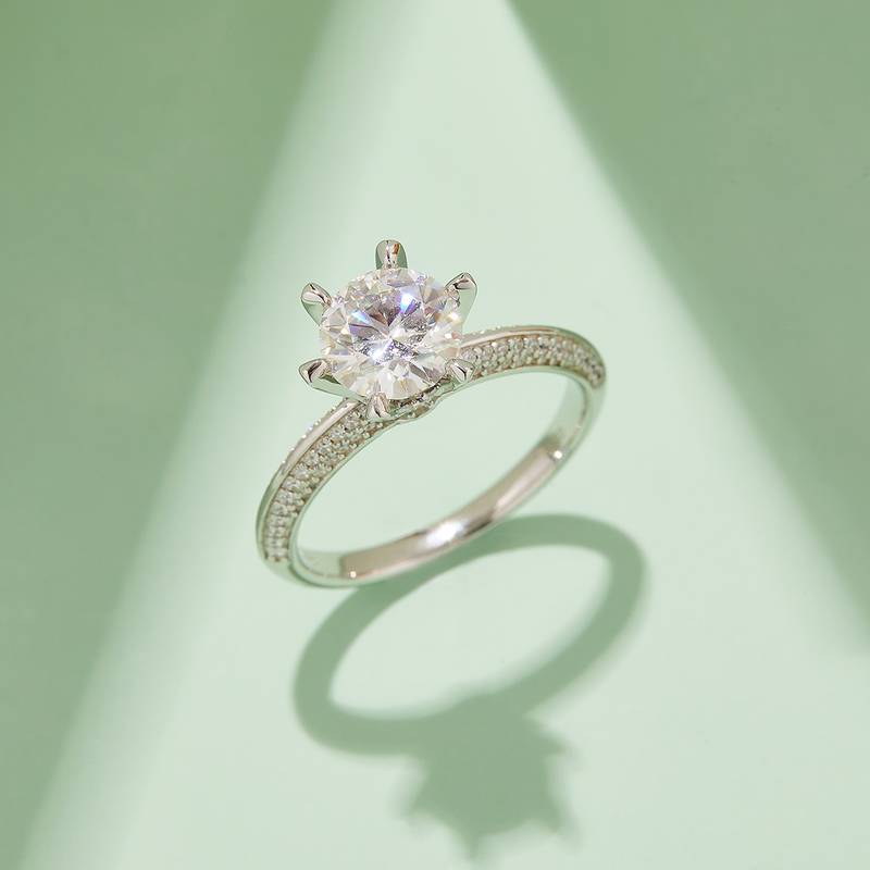 半壁江山S925银镀白金MoissaniteWomen's Ring1.5ctD级